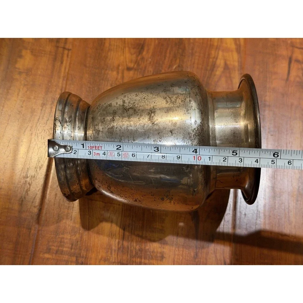 Set of (2) Restoration Hardware Silver Tone Patina Wear Metal 8.25” & 5.5” Vase